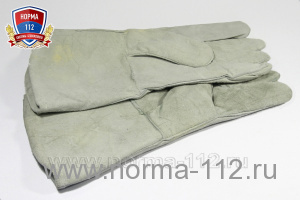 Краги (перчатки) серые  спилковые пятипалые с подкладкой 